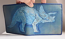 Pánske tašky - Kožená peňaženka s triceratopsom - 15826599_