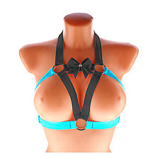 Spodná bielizeň - Elastický harness top postroj otevřená podprsenka s kovovými krúžkami - 15828062_