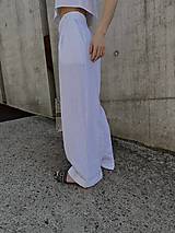 Nohavice - IVANA ľanové široké nohavice s vysokým pásom WHITE - 15827612_