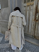 Bundy a kabáty - MASTERPIECE LARA belted ľanový trench coat CUSTOMIZED TAILORING - 15827680_