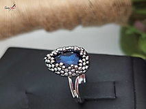 Prstene - prsteň kvapka modro-sivý - 15828956_