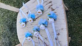Náramky - Kvetinový náramok pre družičky bielo modré - 15829403_