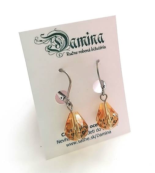 Náušnice - Brúsené kvapky 12 mm + oceľ (hnedá svetlá) - 15829102_