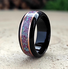 Prstene - Ebenový prsten s opálem, tygřím okem a mědí - 15827851_
