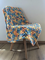 Detský textil - Deka do kočíka z Alize Puffy 85x85cm modro-oranžovo-žltá - 15828658_