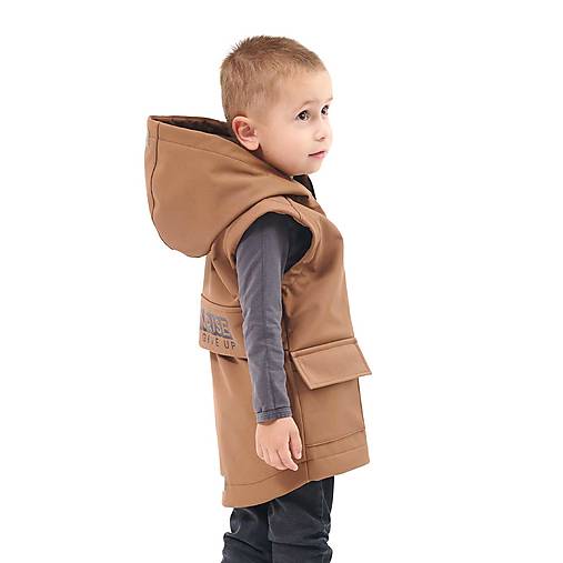Detské oblečenie - Detská softshell vesta never give up - cappuccino - 15830416_