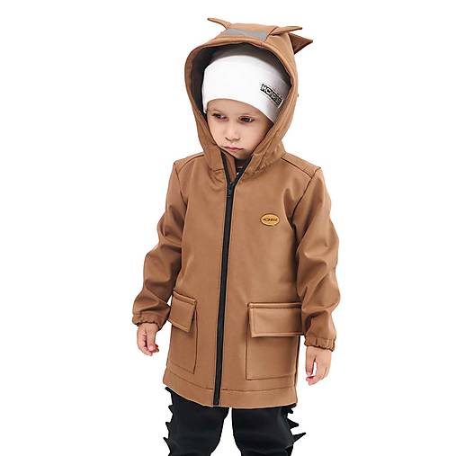 Detské oblečenie - Detská softshell dino bunda - cappuccino - 15830456_