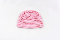 Detské čiapky - Ružová čiapka s mašličkou BIO BAVLNA - 15830846_
