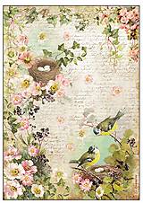 Papier - Papier na decoupage - vtáčik a hniezdo - 15830820_