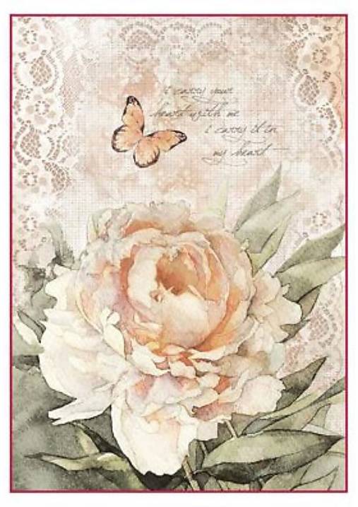 Papier na decoupage - rose and lace