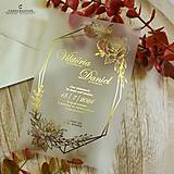 Papiernictvo - Transparentné svadobné oznámenie - zlatý kvet I20396 - 15830704_