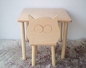 Nábytok - Stôl so stoličkou  (Lak Sova) - 15830460_