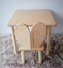 Nábytok - Stôl so stoličkou  (Lak Bunny) - 15830468_