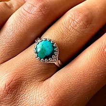 Prstene - Turquoise & Silver Ag925 Ring / Strieborný prsteň s pravým tyrkysom A0007 - 15832495_