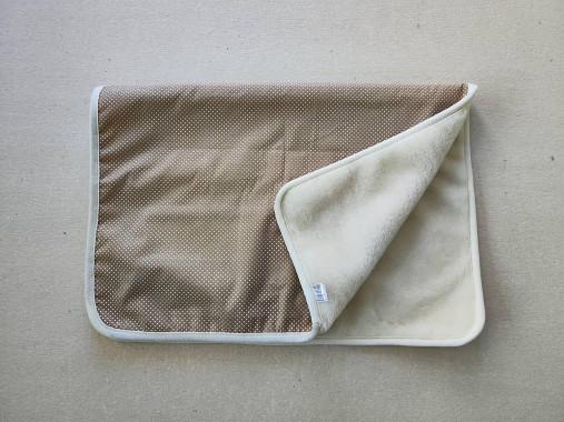 Úžitkový textil - Vlnienka Vlnená deka do postieľky 100% merino Top super wash Natural Bodky béžové - 15832421_