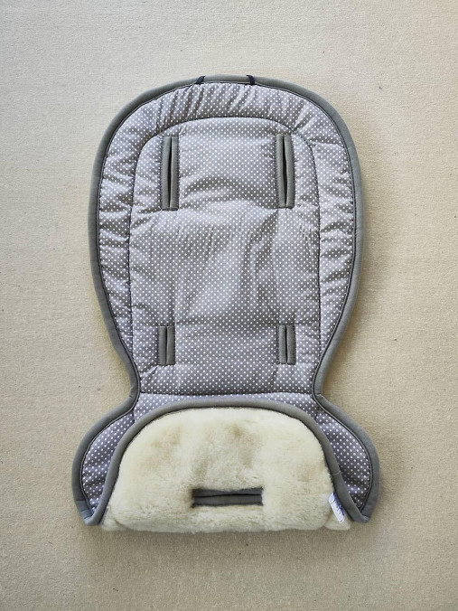 Detský textil - Podložka do kočíka ROAN  Bloom 100% ovčie rúno MERINO TOP SUPER WASH Natural Bodka šedá - 15832440_