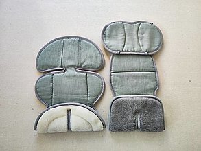 Detský textil - VLNIENKA podložka do autosedačky 100% Merino Top Super wash Natural a Grey 100% ľan Mint Green - 15832481_