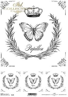 Papier - Papier na decoupage - papillon - 15833001_