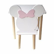 Nábytok - Stôl so stoličkou  (Biela- Myš s mašľou) - 15832066_