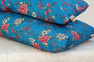 Úžitkový textil - FILKI šupkový vankúš 35 cm (tyrkysové kvietky) - 15831547_