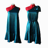 Šaty - Spoločenské midi šaty v smaragdovo zelenej farbe - 15834843_