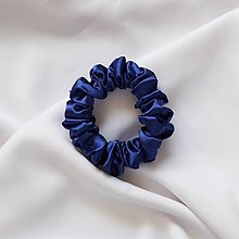 Ozdoby do vlasov - Saténová scrunchie | MINI (Kráľovská modrá) - 15834891_