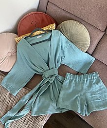 Kimoná - Set - kimono long, kratasy z muselinu - 15835671_