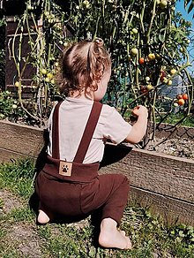 Detské oblečenie - Rebrované legíny na traky Chocolate - 15837293_