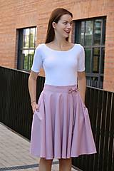 Sukne - Kruhová ľanová sukňa svetlo fialová Lovely - 15837338_