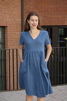 Šaty - Mušelínové šaty denim modrá Tereza - 15837286_