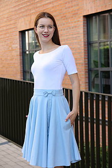 Sukne - Kruhová ľanová sukňa svetlo modrá Lovely - 15837361_