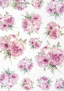 Papier - Papier na decoupage - ružové kvety - 15837484_
