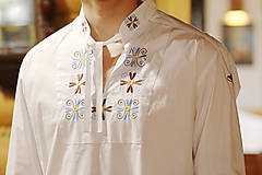 Pánske oblečenie - Pánska ľudová vyšívaná košeľa - 15836691_