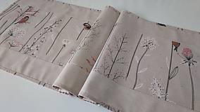 Úžitkový textil - Stredový obrus kombinovaný,,vtáčiky na režnej" - 15840171_