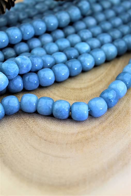 Minerály - akvamarín "dark" 10x9mm valčeky - 15838948_