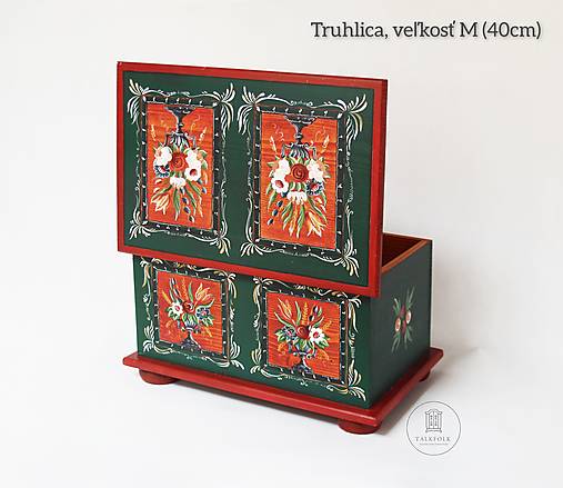 Ručne maľovaná truhlica z Litomyšľa (D40cm-Š26cm-V26cm (masív))