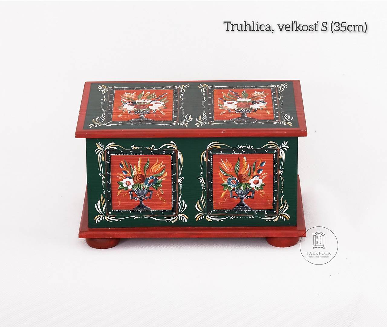 Ručne maľovaná truhlica z Litomyšľa (D35cm-Š23cm-V23cm (masív))