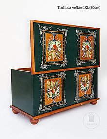 Nábytok - Ručne maľovaná truhlica z Litomyšľa (D80cm-Š40cm-V42cm) - 15838844_