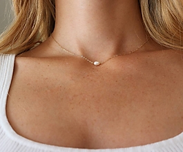 Náhrdelníky - Minimalistický náhrdelník s perlou (gold filled) - 15840709_