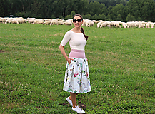 Sukne - Bavlnená sukňa bielo-ružová - 15838742_