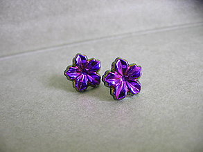 Náušnice - Flowers Dark Violet, náušnice - 15840634_