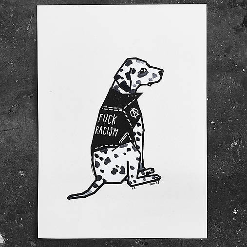 Grafika - Stracciatella antifa doggo  (Black  • 18x13cm • biely jemne krémový fabriano) - 15841218_