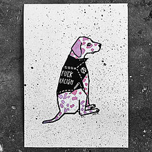 Grafika - Stracciatella antifa doggo  (Old pink • 18x13cm • jemne sivý papier) - 15841213_