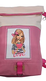 Batohy - Rolovací ruksak ružový Dievčatko LOVE - 15842298_