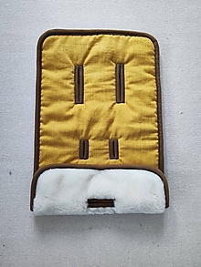 Detský textil - Vlnienka podložka do kočíka Petite & Mars Royal 100% MERINO TOP super wash Natural  100% ľan žltý - 15841800_