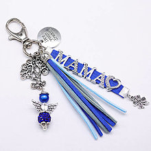 Kľúčenky - Kľúčenka/ozdoba na tašku MAMA (Modrá) - 15842156_
