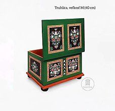 Nábytok - Ručne maľovaná truhlica z Litomyšľa (rôzne veľkosti) (M-D40cm-Š26cm-V26cm) - 15841623_