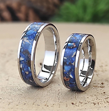 Prstene - 2 snubné prstene z ocele s jaspisom - 15842322_