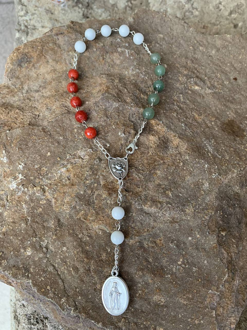 Náhrdelníky - ruženec k sv. Dymfne (ruženec k sv. Dymfne z Jadeitu a Aventurínu) - 15842474_