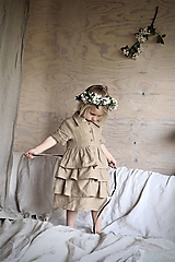 Detské oblečenie - AMÁLKA ľanové šaty SAND - 15844179_